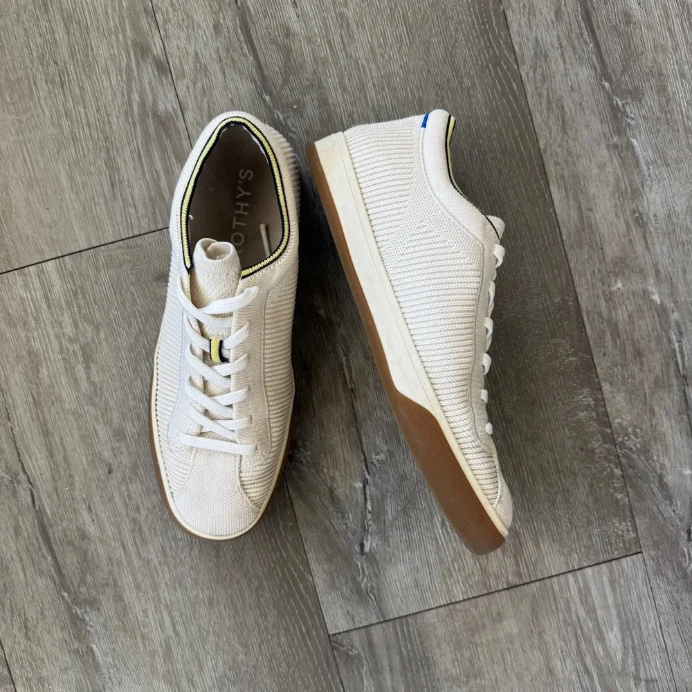 Rothy's The Lace Up Vanilla Low Top Sneaker Women's 9 Mesh Tennis